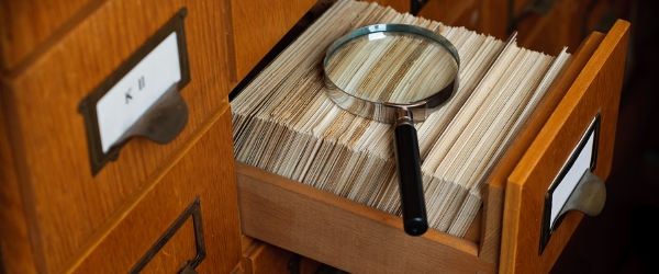Library Card Catalog Drawer  - Search Concept